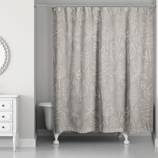 Gray Fall Leaves Shower Curtain